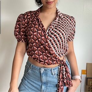 Diane von Furstenberg printed wrap top.